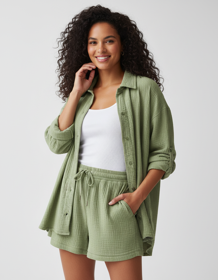 Luchtige dames lounge set met short – Capri
