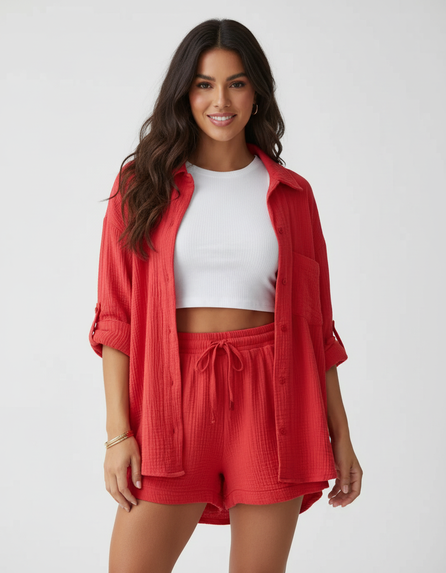 Luchtige dames lounge set met short – Capri
