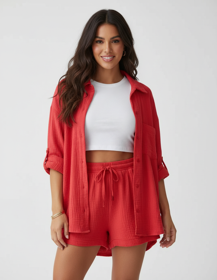 Luchtige dames lounge set met short – Capri