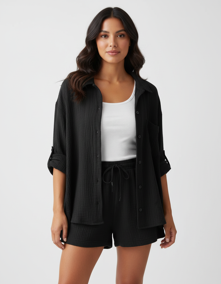 Luchtige dames lounge set met short – Capri