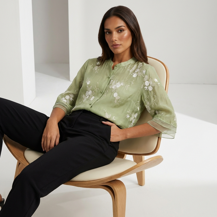 Luchtige geborduurde blouse dames – Emma
