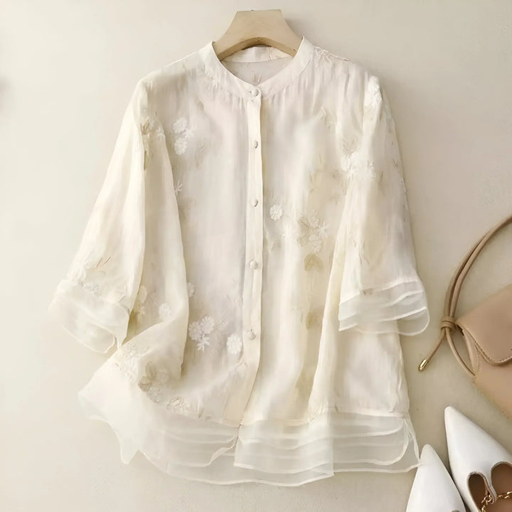 Luchtige geborduurde blouse dames – Emma