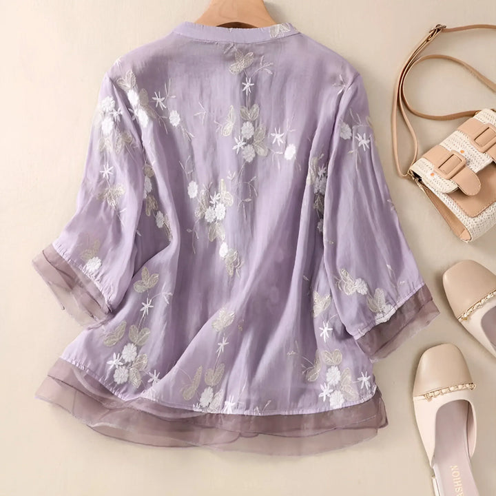 Luchtige geborduurde blouse dames – Emma