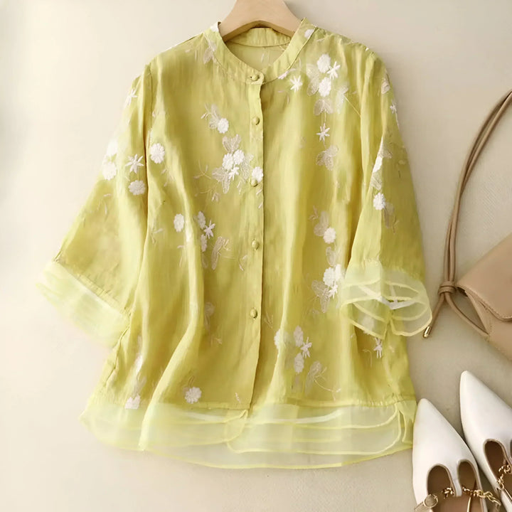 Luchtige geborduurde blouse dames – Emma