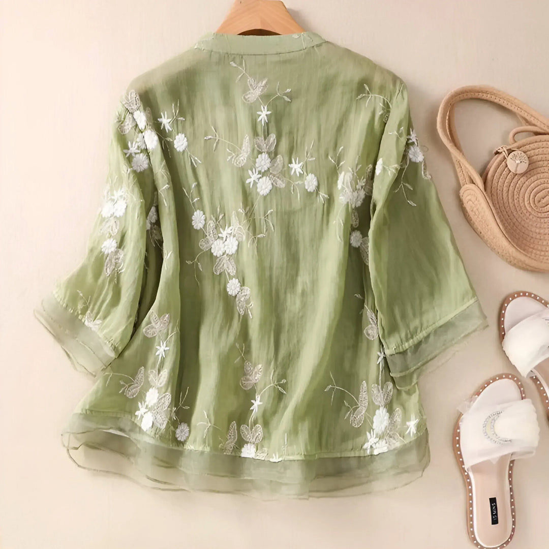 Luchtige geborduurde blouse dames – Emma
