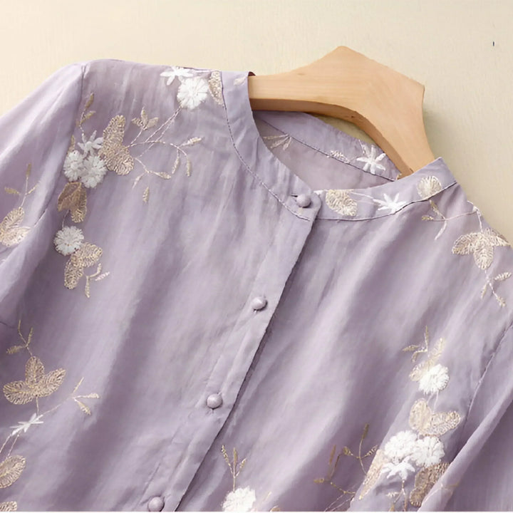 Luchtige geborduurde blouse dames – Emma