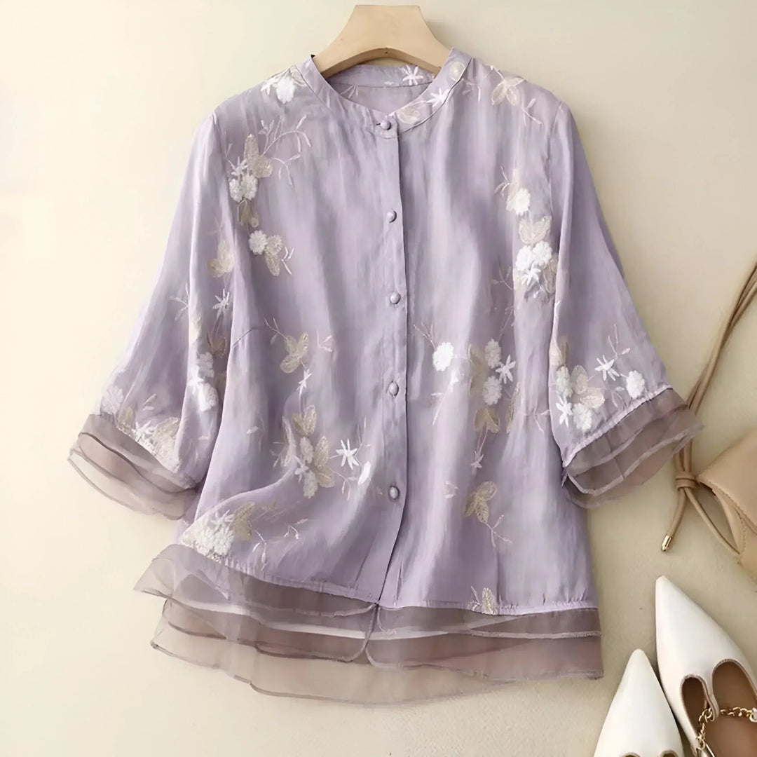 Luchtige geborduurde blouse dames – Emma