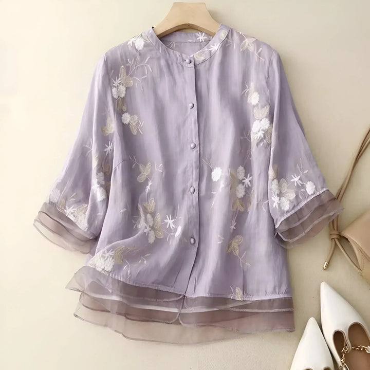Luchtige geborduurde blouse dames – Emma