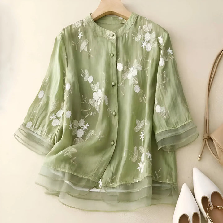 Luchtige geborduurde blouse dames – Emma