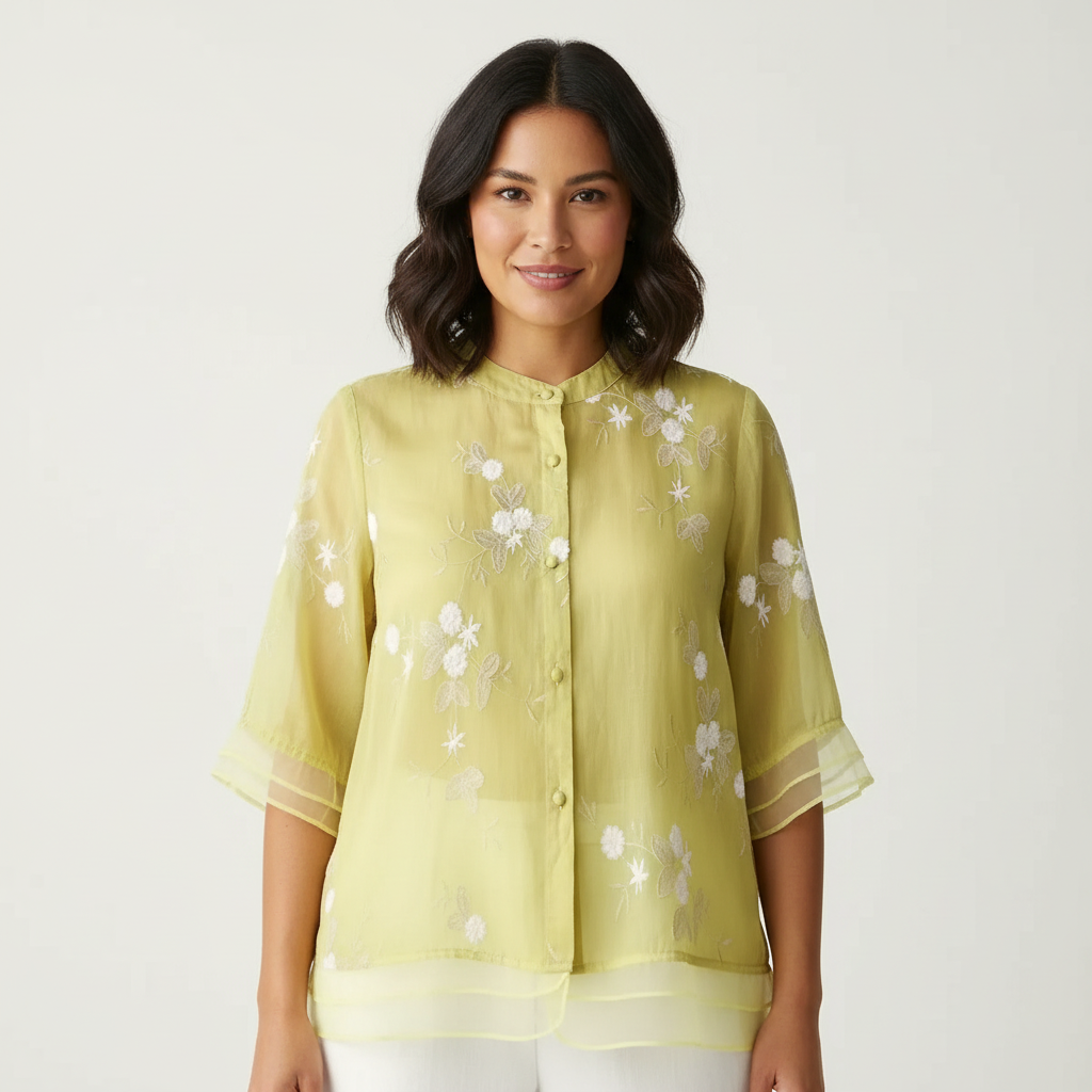 Luchtige geborduurde blouse dames – Emma