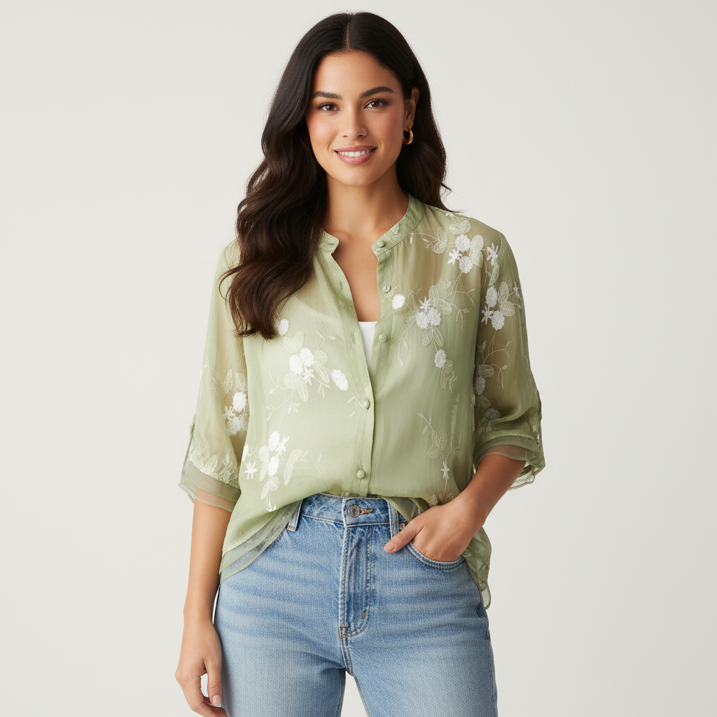 Luchtige geborduurde blouse dames – Emma