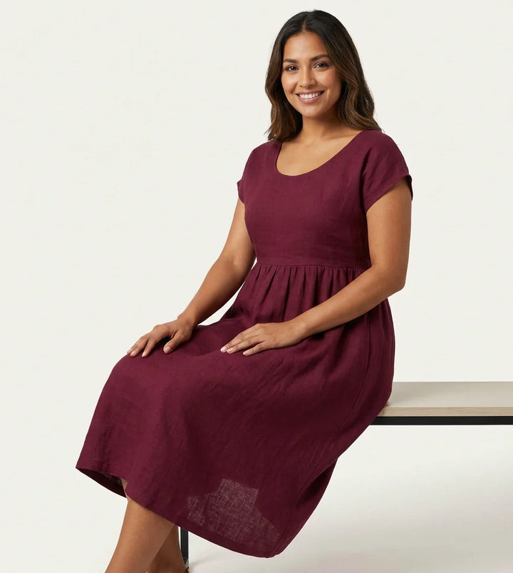Luchtige midi jurk – Rosa