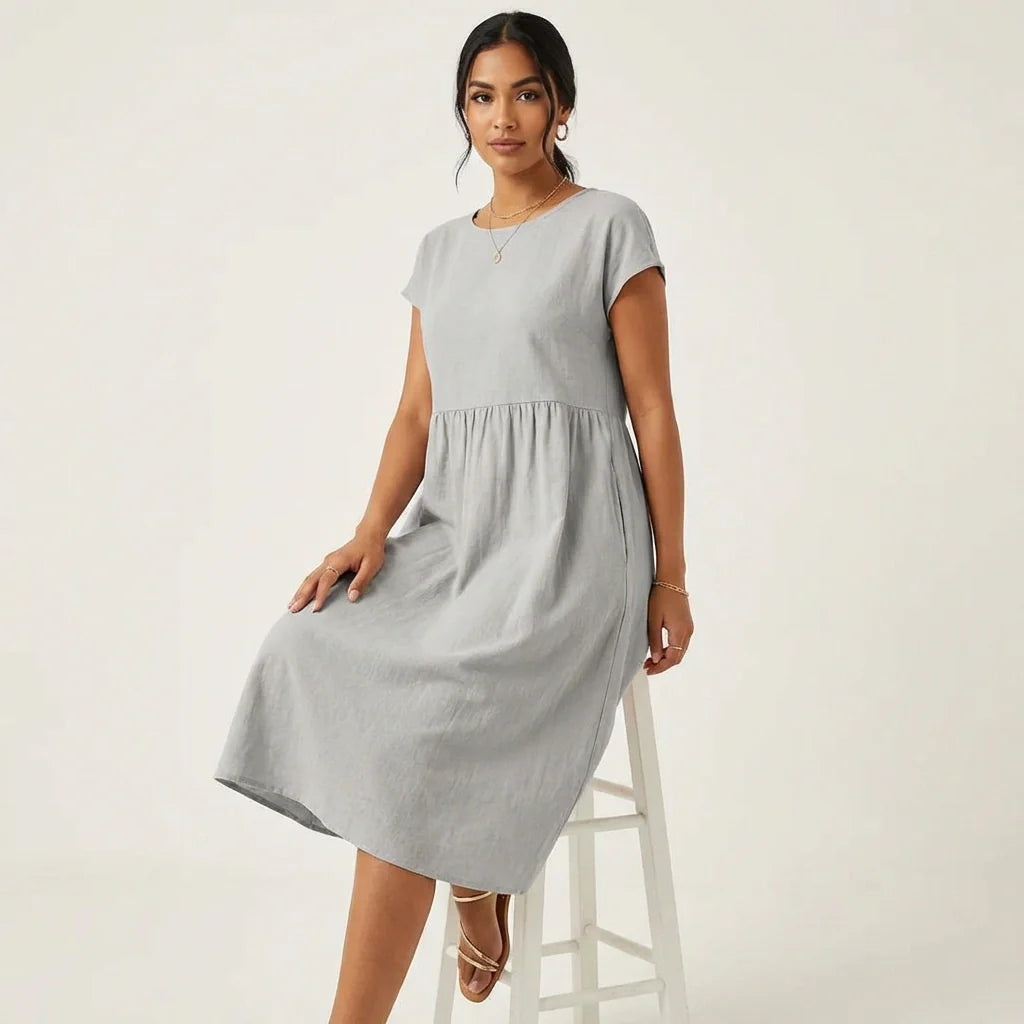 Luchtige midi jurk – Rosa