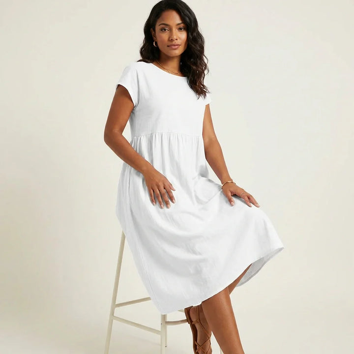 Luchtige midi jurk – Rosa