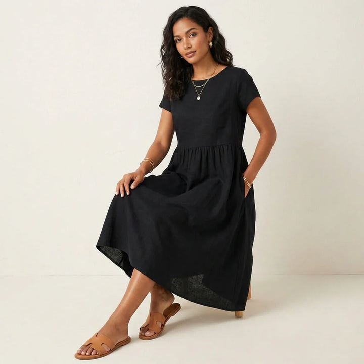 Luchtige midi jurk – Rosa