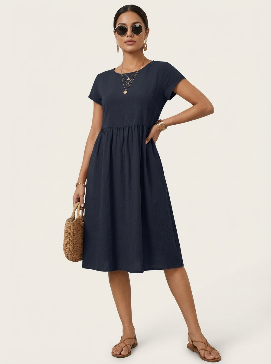 Luchtige midi jurk – Rosa