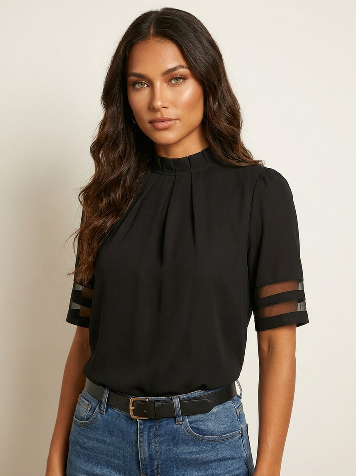 Luxe blouse met mesh mouwen - Sophia