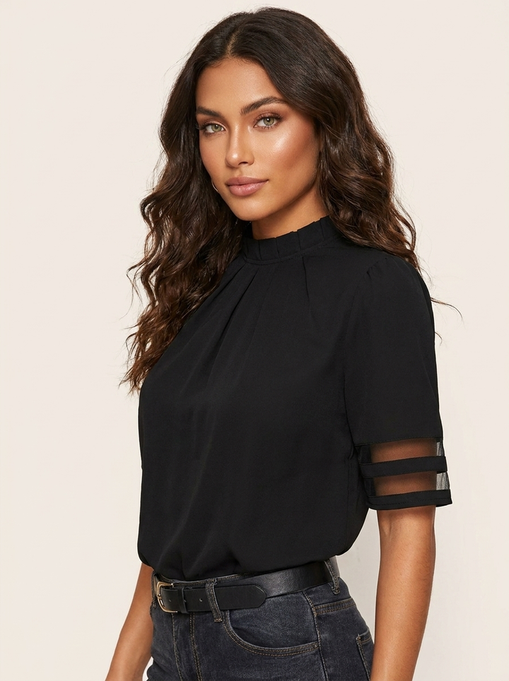 Luxe blouse met mesh mouwen - Sophia