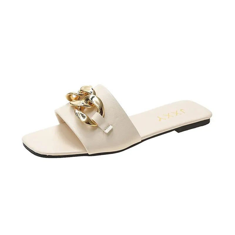 Luxe slippers met gouden schakelketting – Jacky