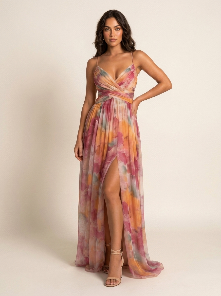 Maxi jurk met watercolor print - Isabella