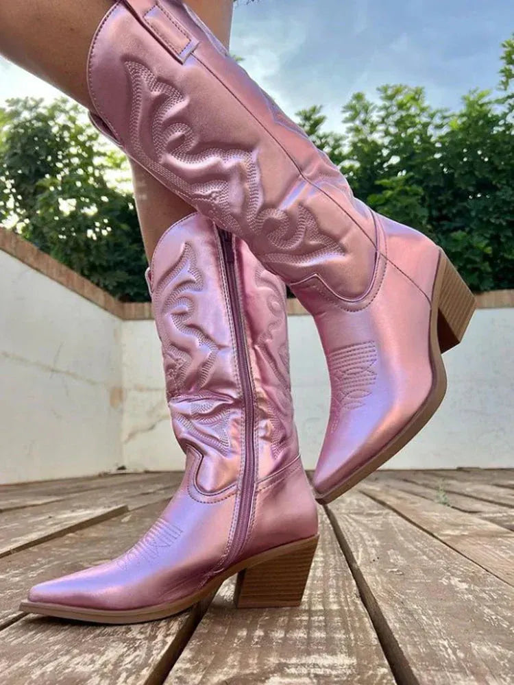 Metallic western dames laarzen – Valentina