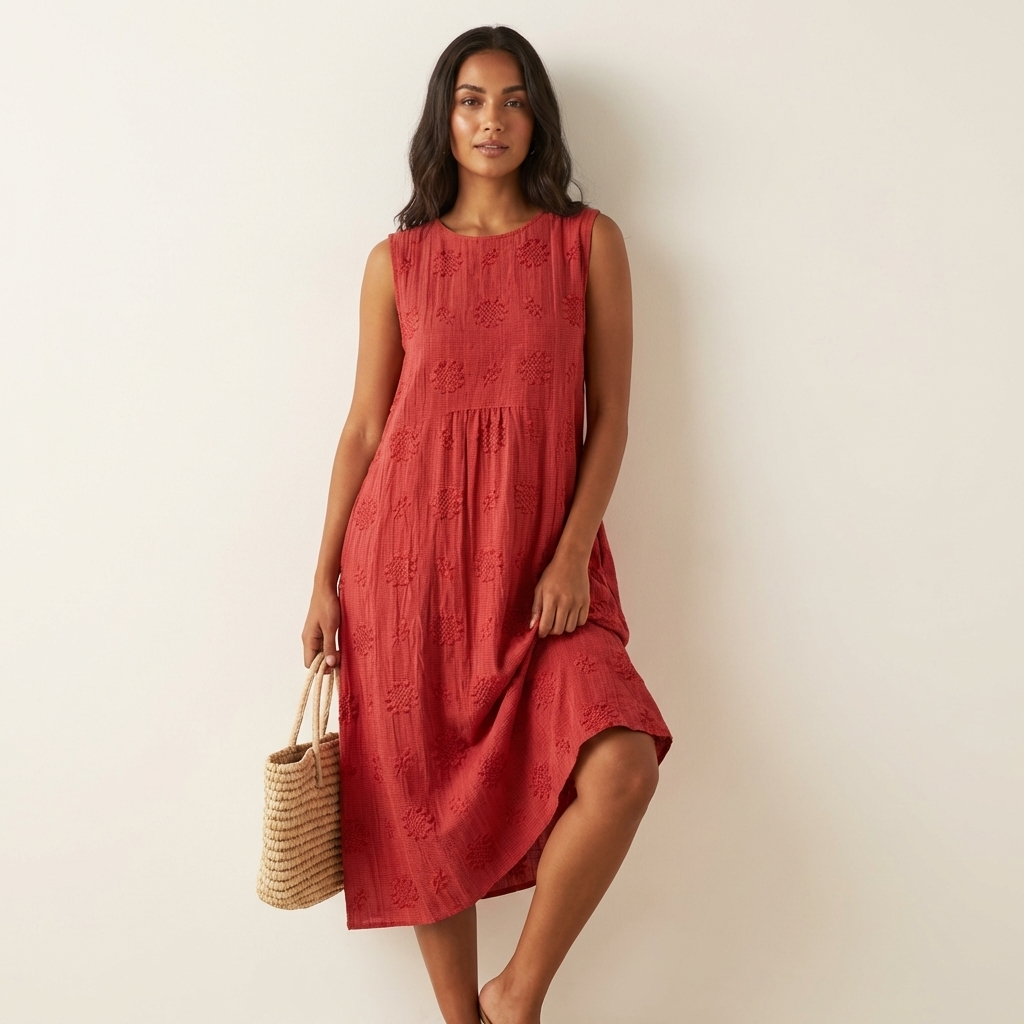 Midi-jurk voor dames met geborduurde details - Elin