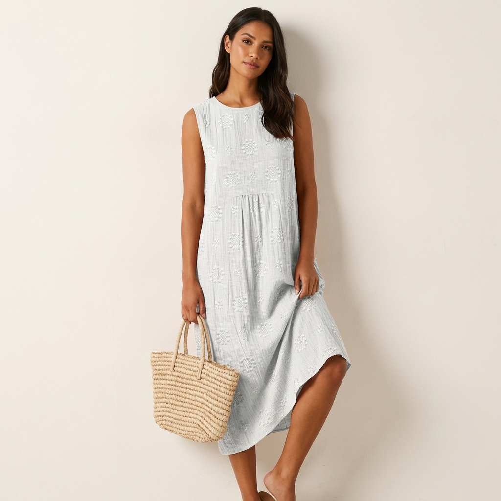 Midi-jurk voor dames met geborduurde details - Elin