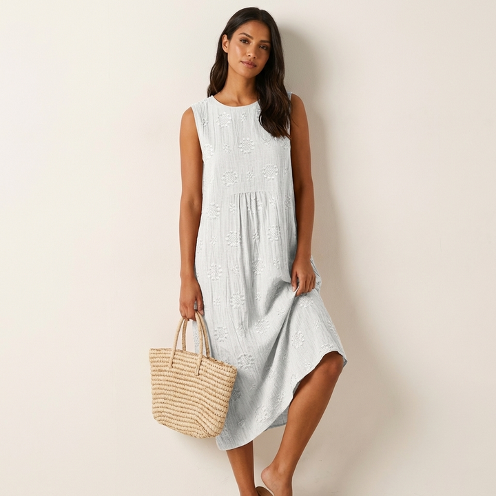 Midi-jurk voor dames met geborduurde details - Elin
