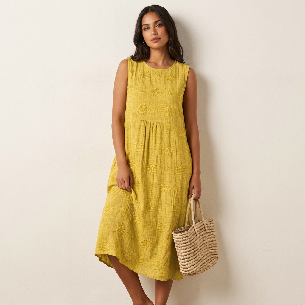 Midi-jurk voor dames met geborduurde details - Elin