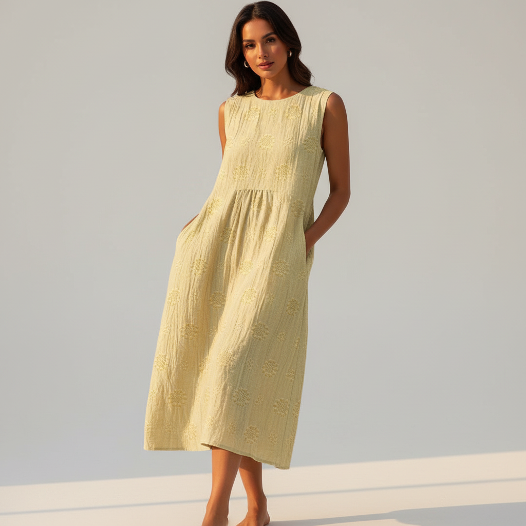 Midi-jurk voor dames met geborduurde details - Elin