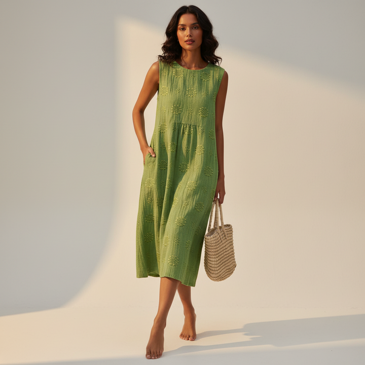 Midi-jurk voor dames met geborduurde details - Elin