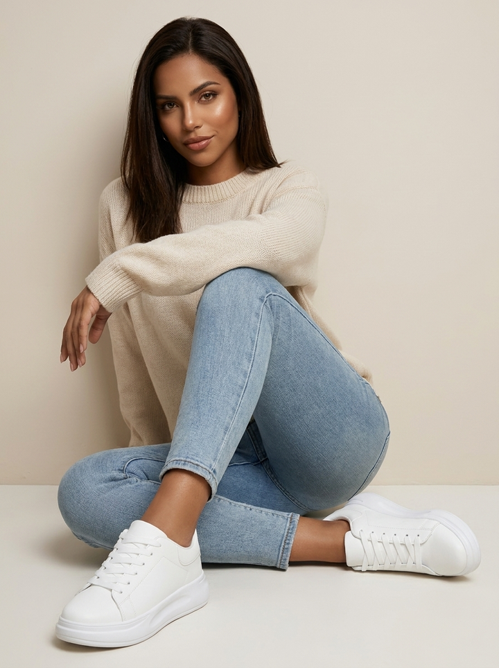 Comfortabele witte dames sneakers - Élise