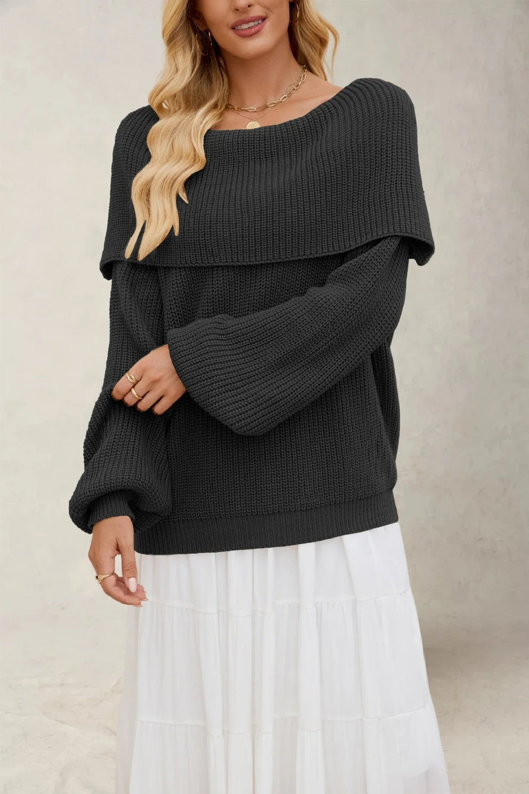 Off-shoulder dames trui – Leona