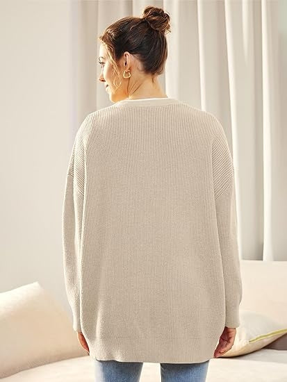 Oversized damesvest met V-hals – Isabelle