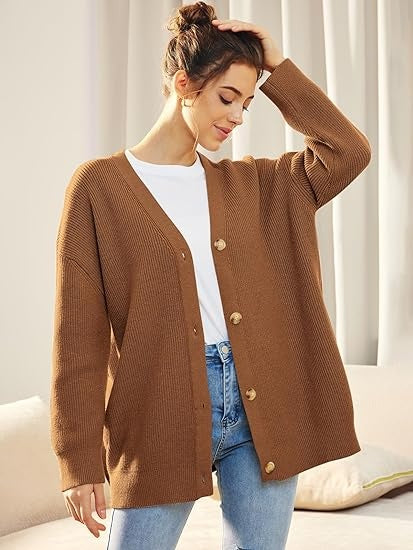 Oversized damesvest met V-hals – Isabelle