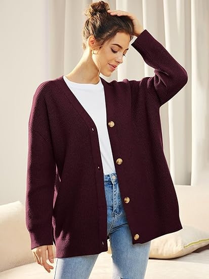 Oversized damesvest met V-hals – Isabelle