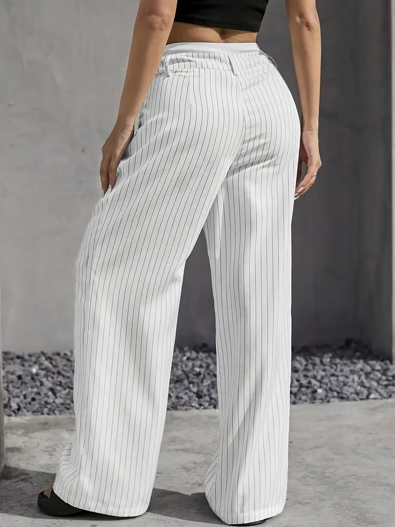 Pinstripe wide-leg dames pantalon – Naomi