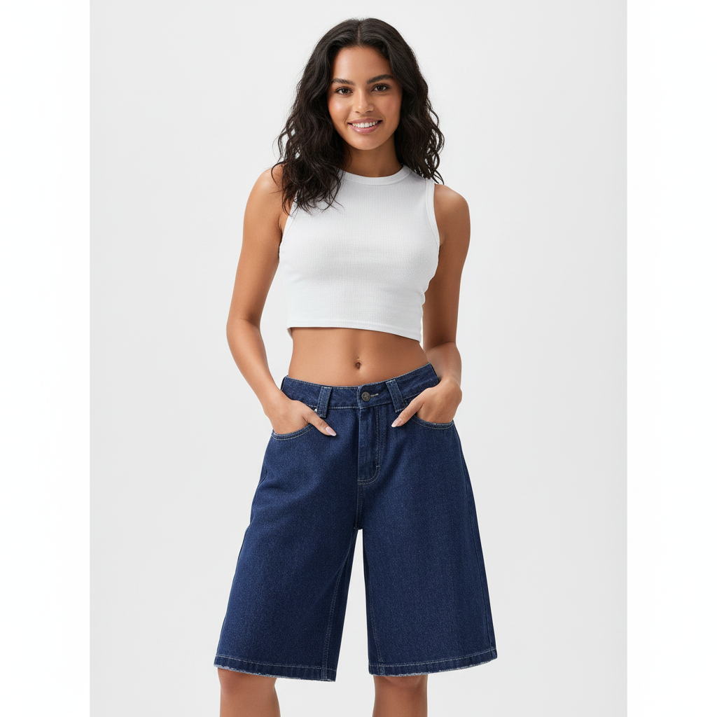 Relaxed denim dames bermuda short – Mila