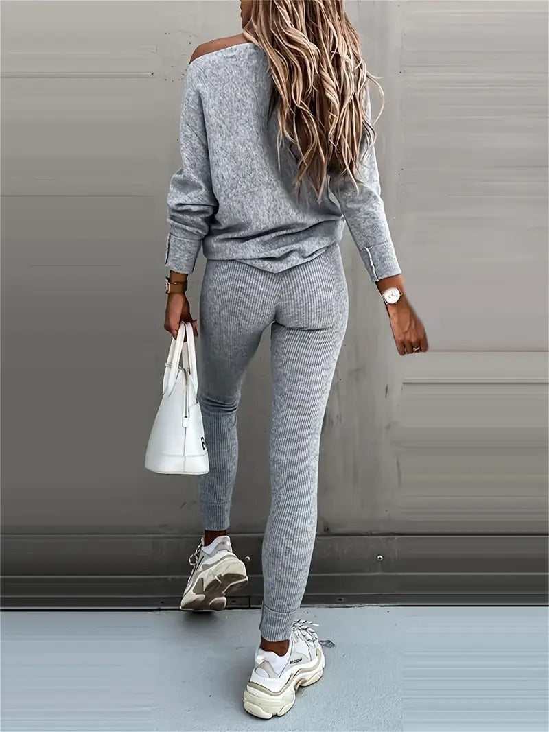 Ribbed two-piece loungewear set – Belaire