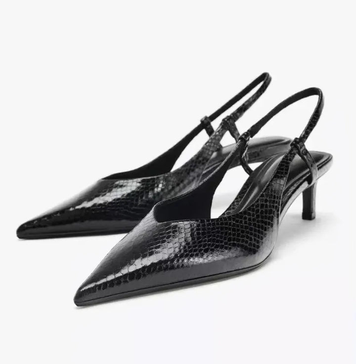 Slangenprint slingback hakken – Isabelle