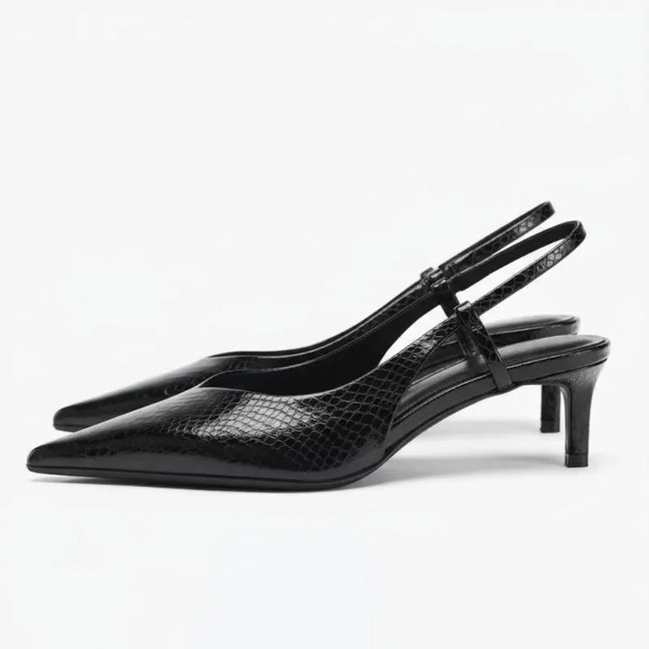 Slangenprint slingback hakken – Isabelle