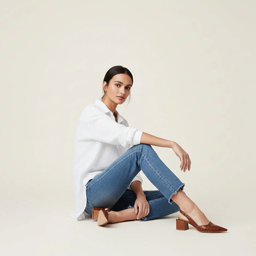 Slingback dames pumps met blokhak - Nora