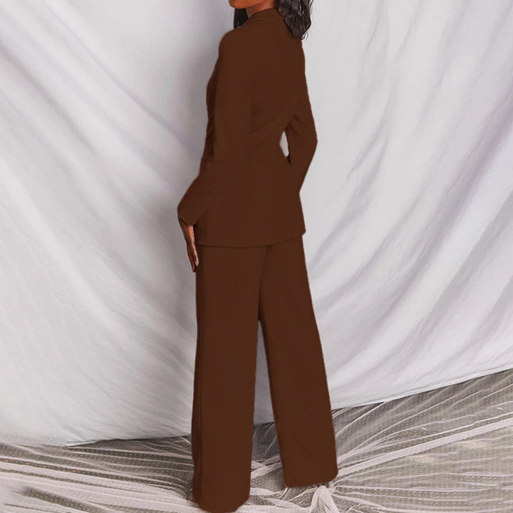 Stijlvol damespak met blazer en wide leg broek – Amélie