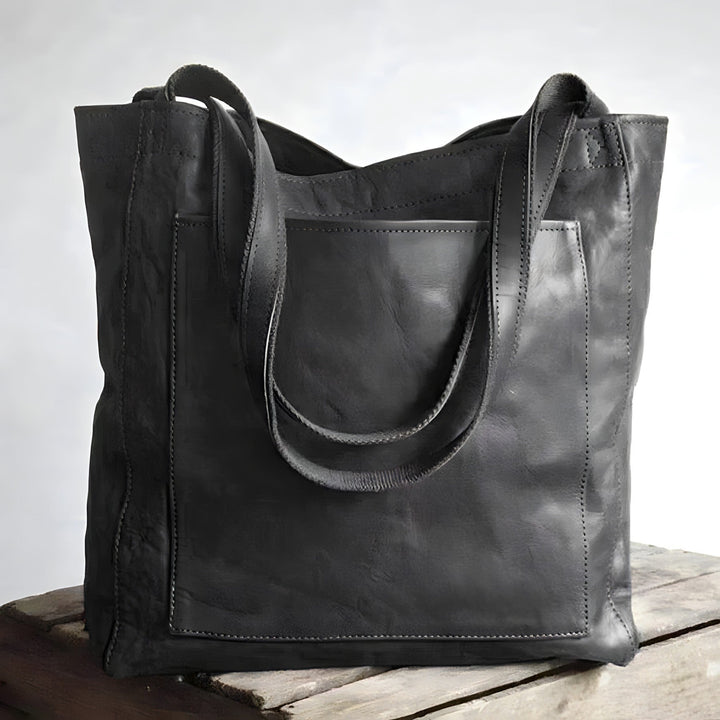 Stijlvolle leren shopper tas met schouderhengsels