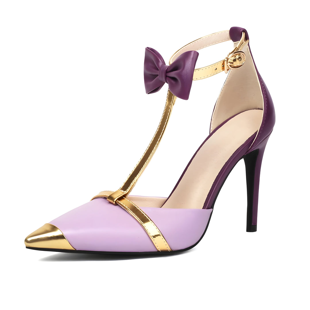 Strik detail stiletto hakken met gouden accenten – Elowen