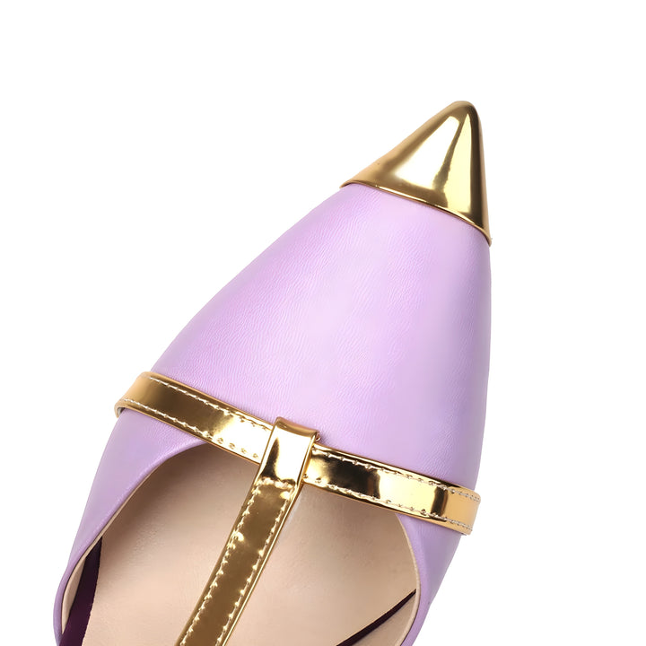 Strik detail stiletto hakken met gouden accenten – Elowen