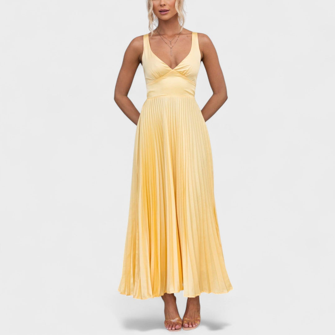 Aby - Gele geplooide maxi-jurk