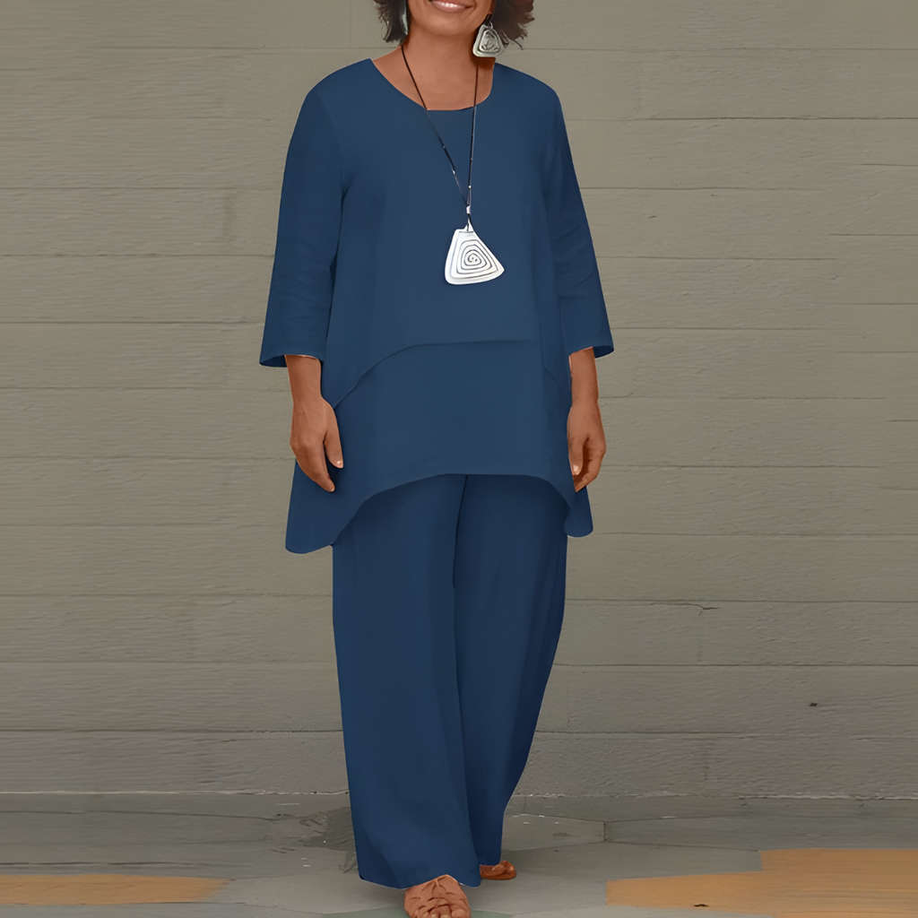 Tweedelige comfortset met wijde broek - Elena