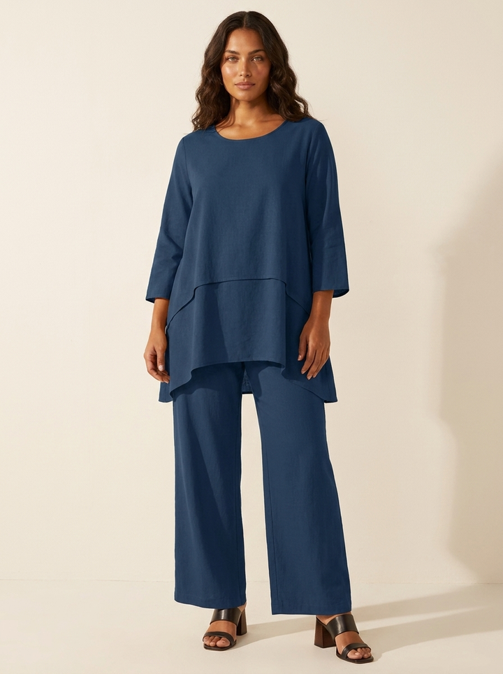 Tweedelige comfortset met wijde broek - Elena
