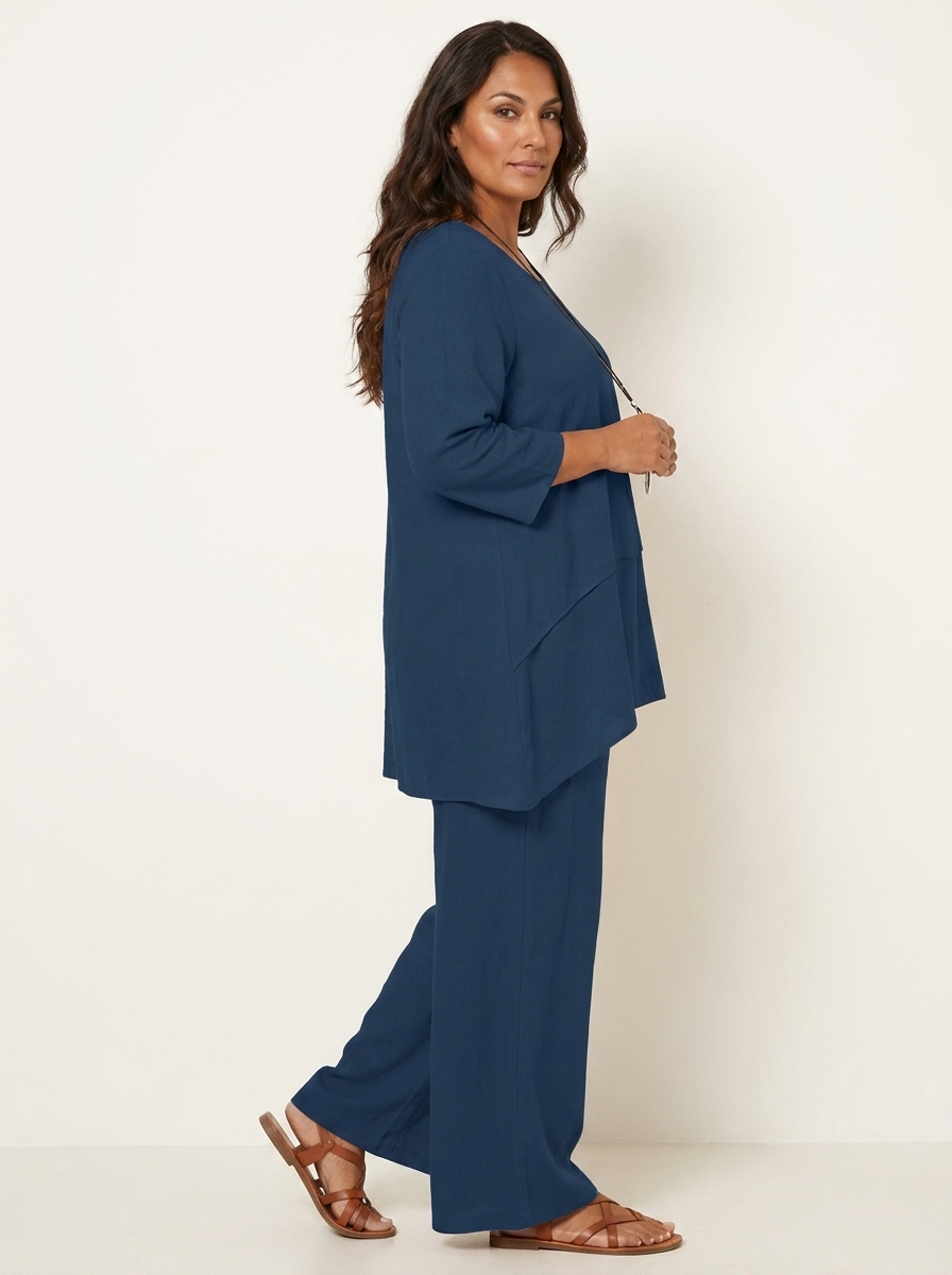 Tweedelige comfortset met wijde broek - Elena